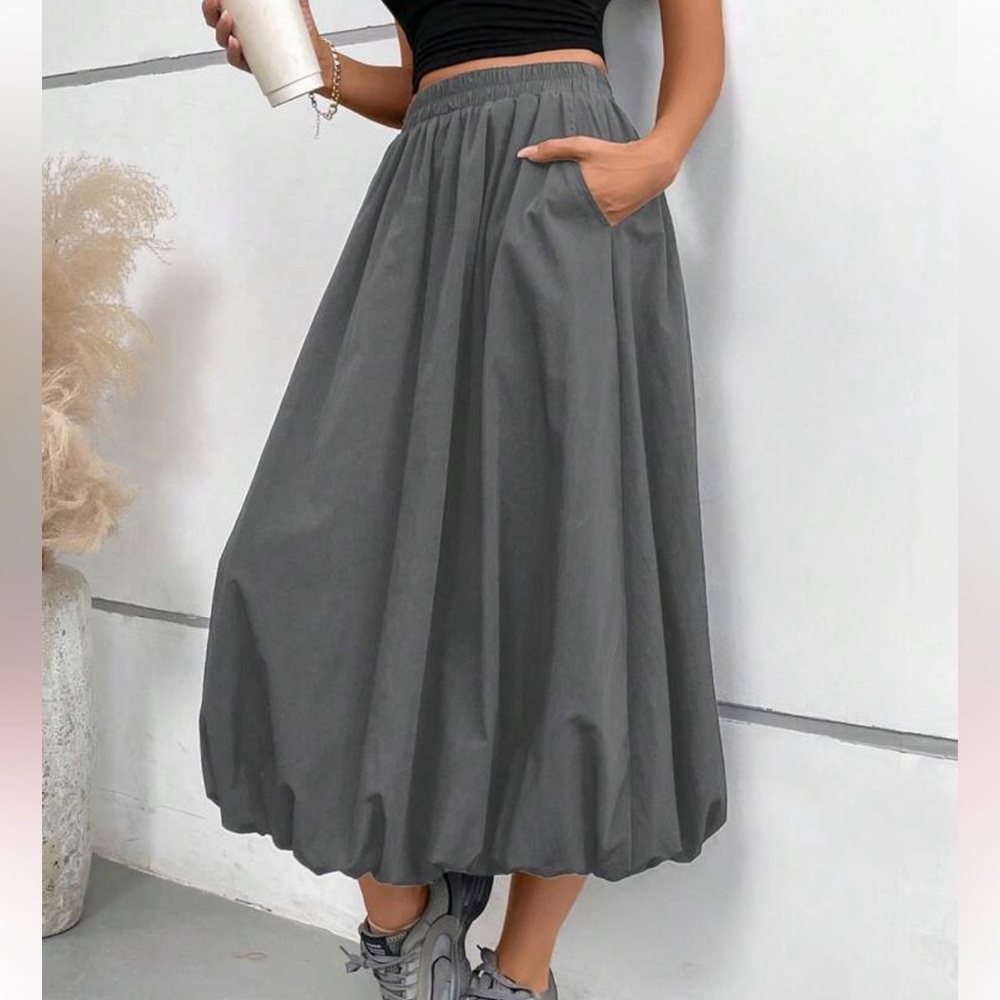 Gray Maxi Bubble Skirt